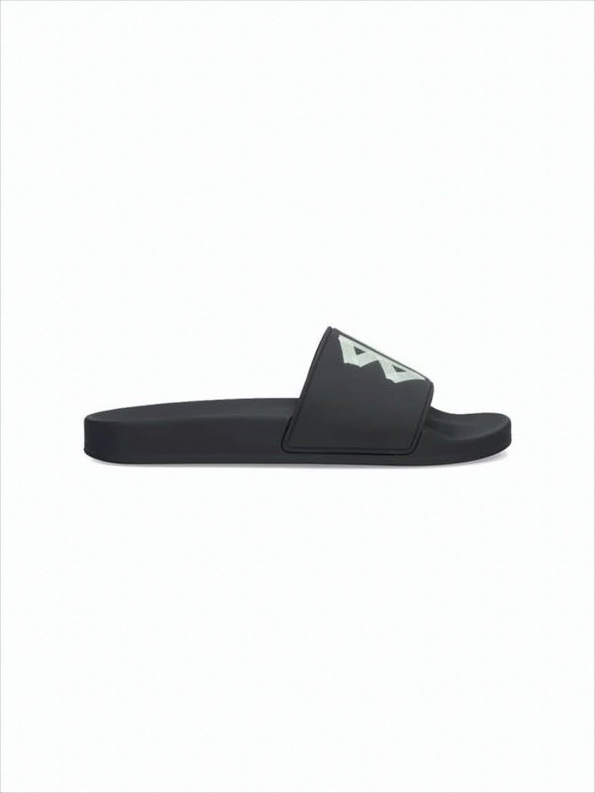 Balenciaga Geometric Logo Black Slide Sandal With Minimalist Aesthetic