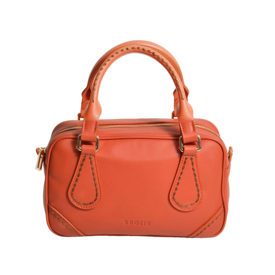 Plinio Visona' Compact Orange Handbag In Smooth Leather