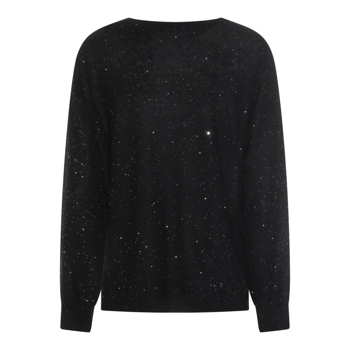 Fabiana Filippi Black Wool Knit Sweater With V-Neckline And Textured Finish