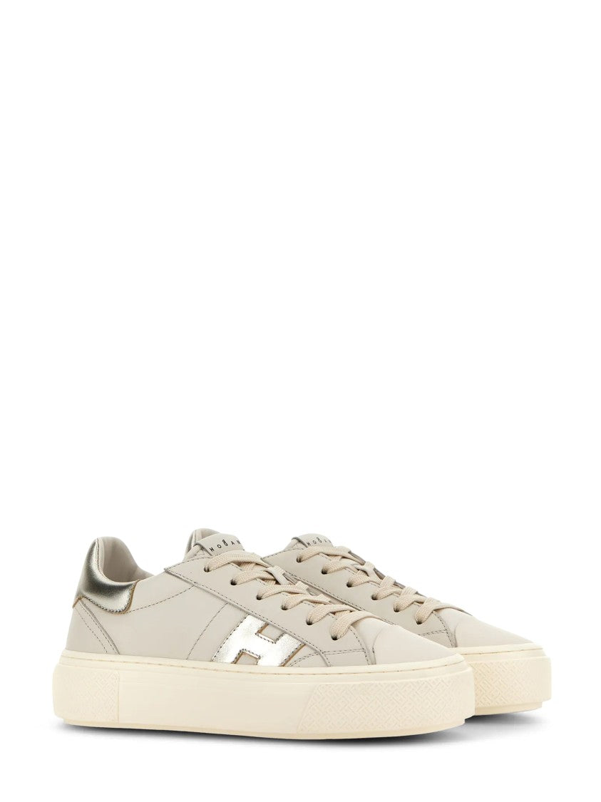 Hogan Metallic Accent Low-Top Leather Sneakers