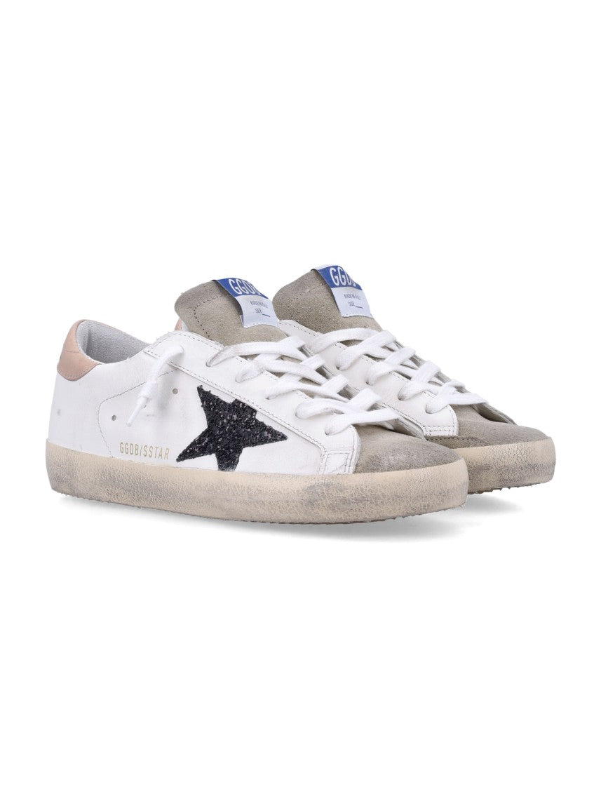 Golden Goose Superstar Distressed White Leather Low-Top Sneakers