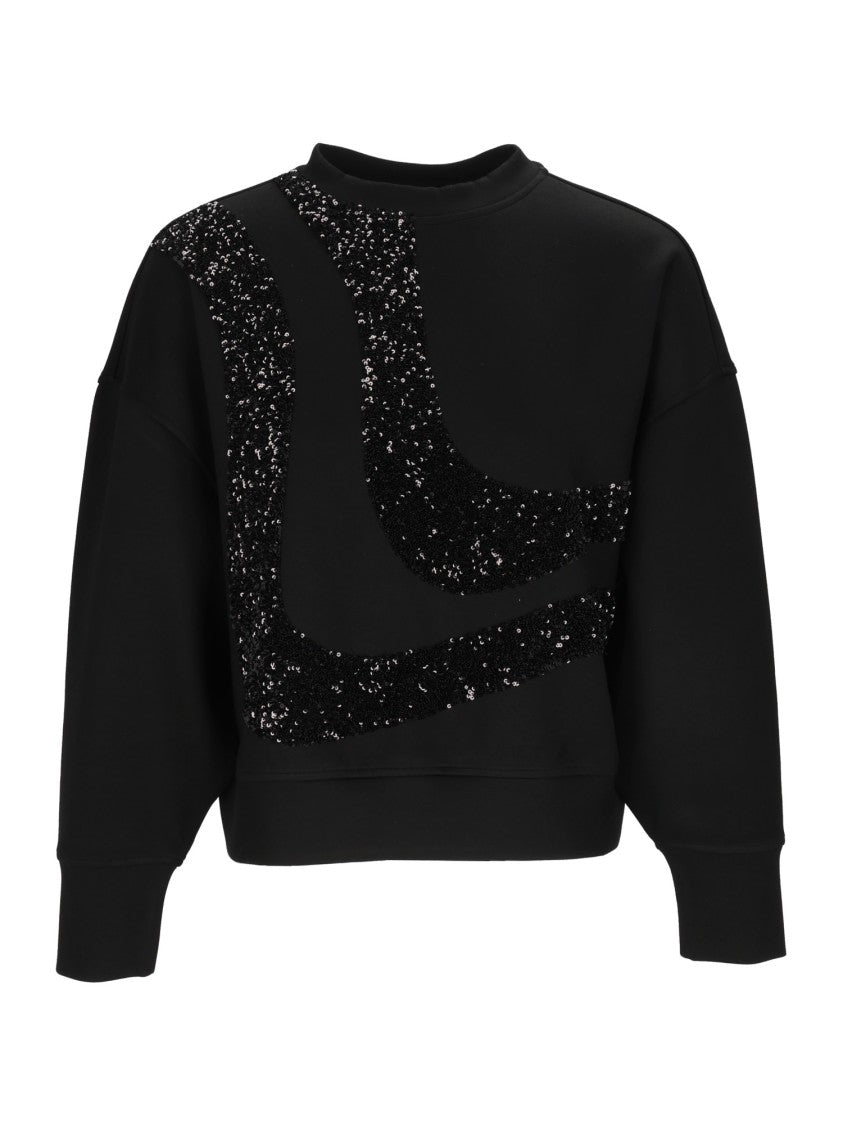 Emporio Armani Black Sequin Cropped Sweatshirt