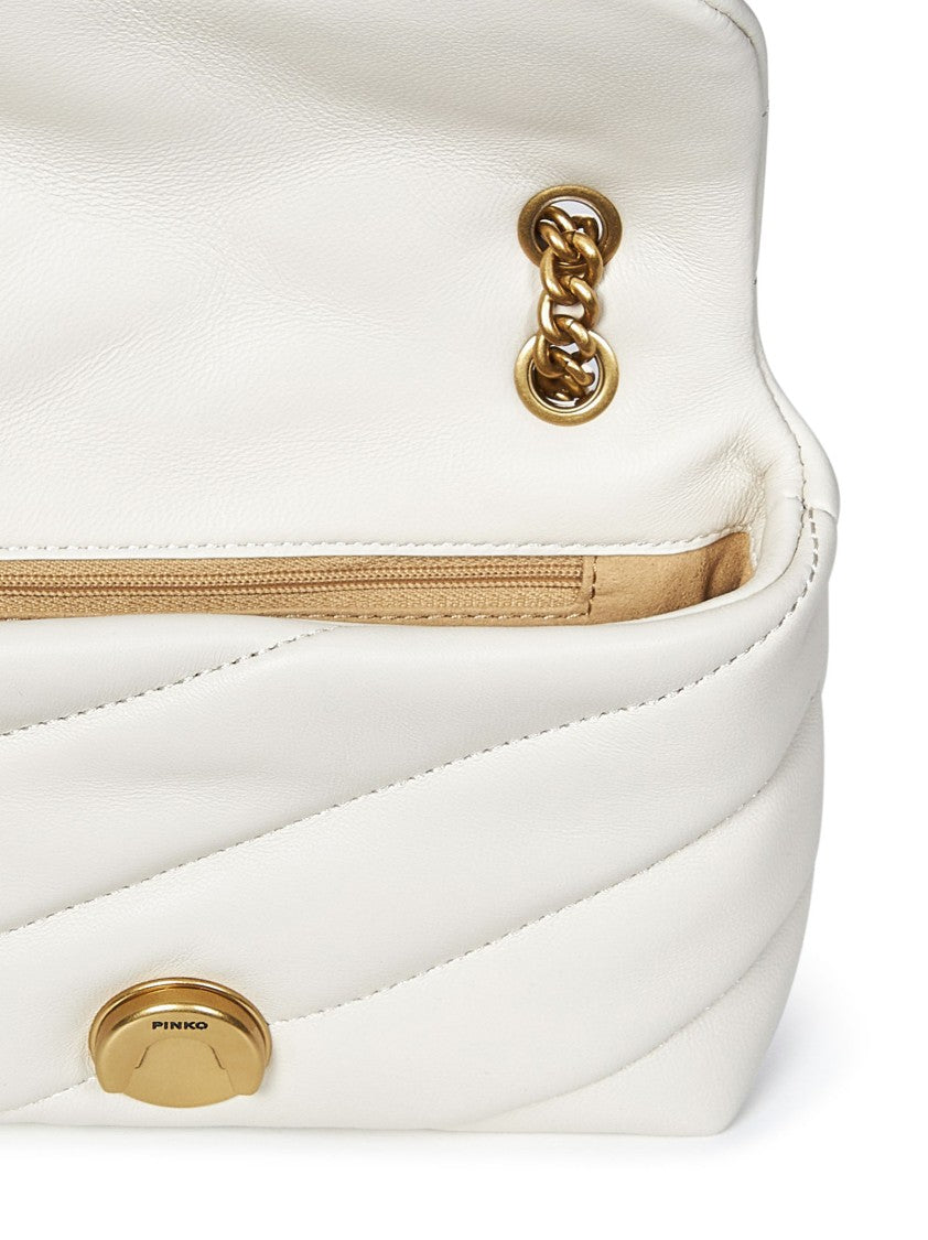 Pinko Quilted White Shoulder Bag With Decorative Clasp