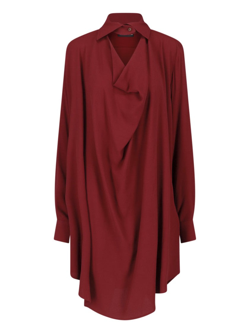Vivienne Westwood Bordeaux Square Drape Panel Asymmetrical Viscose Midi Dress