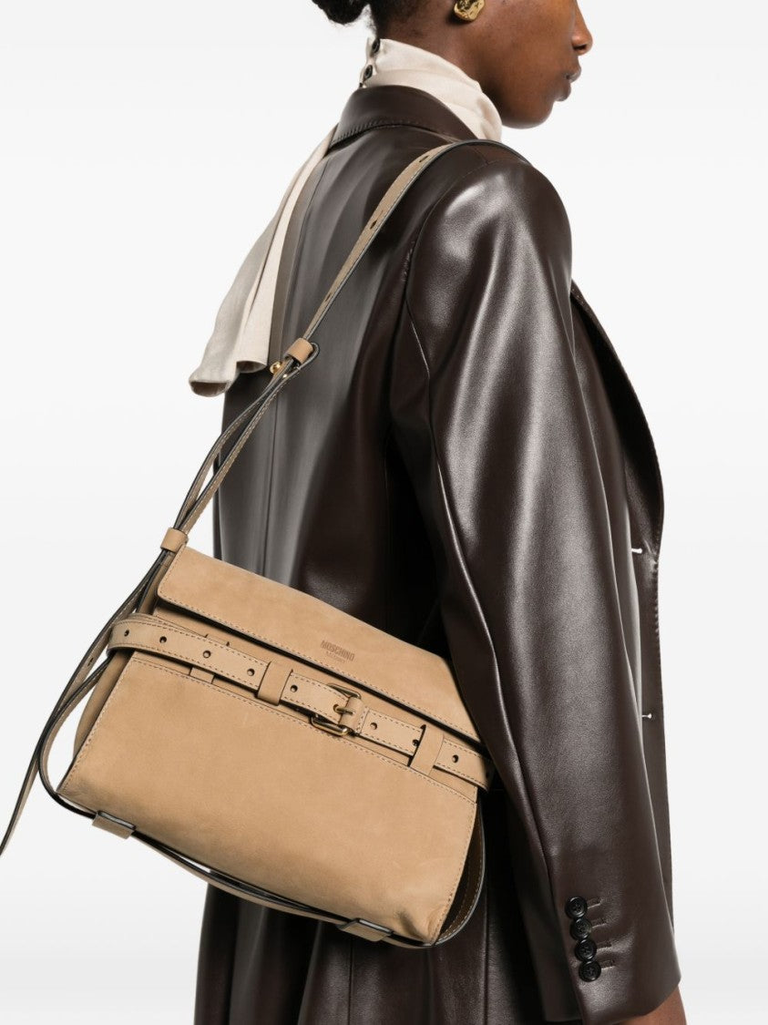 Moschino Beige Rectangular Adjustable Strap Silk Bag