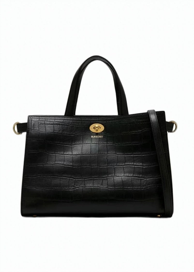 Burberry Rectangular Black Lambskin Tote Bag