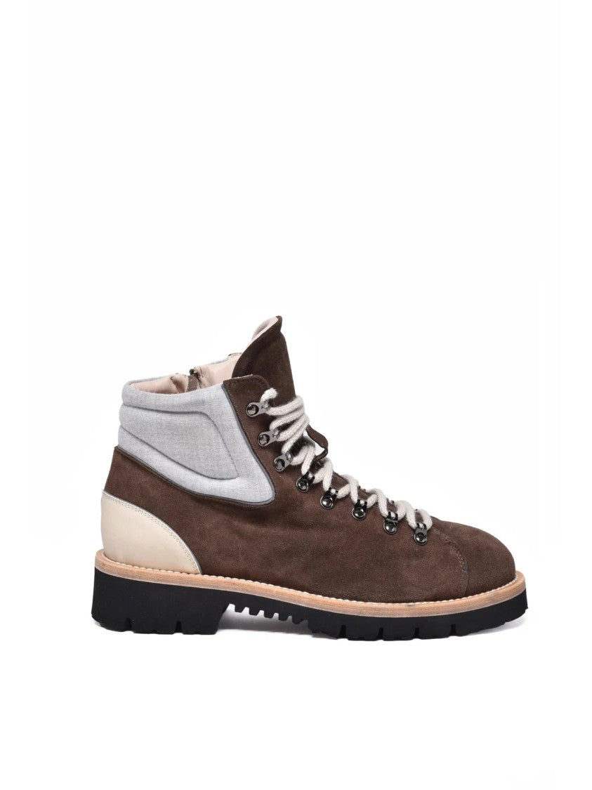 Eleventy Grey/Brown Suede Zip Boots