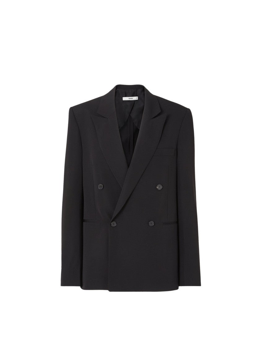 Fendi Black Hourglass Peak-Lapel Wool Blazer