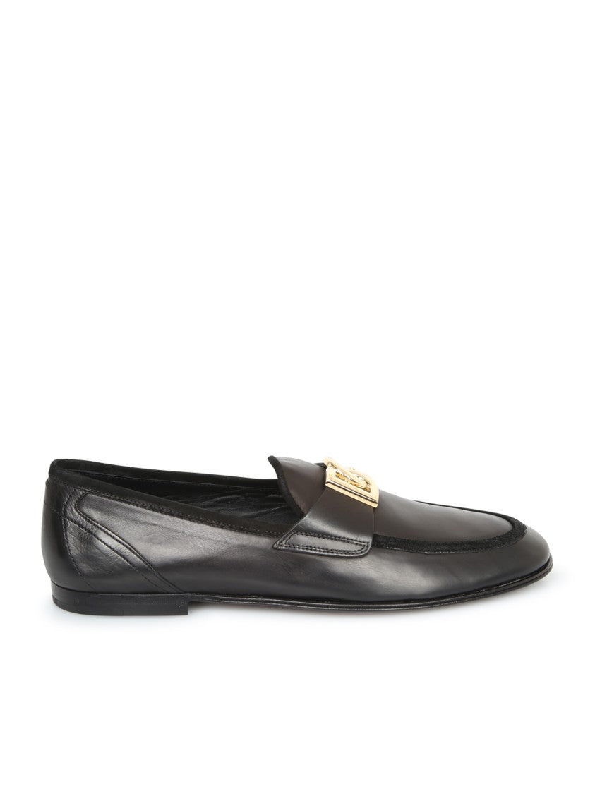 Dolce & Gabbana Black Calf Leather Loafers