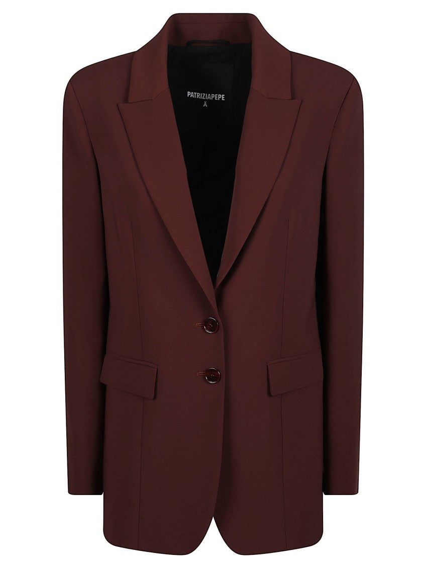 Patrizia Pepe Tailored Single-Breasted Jacket With Notched Lapel And Flap Pockets
