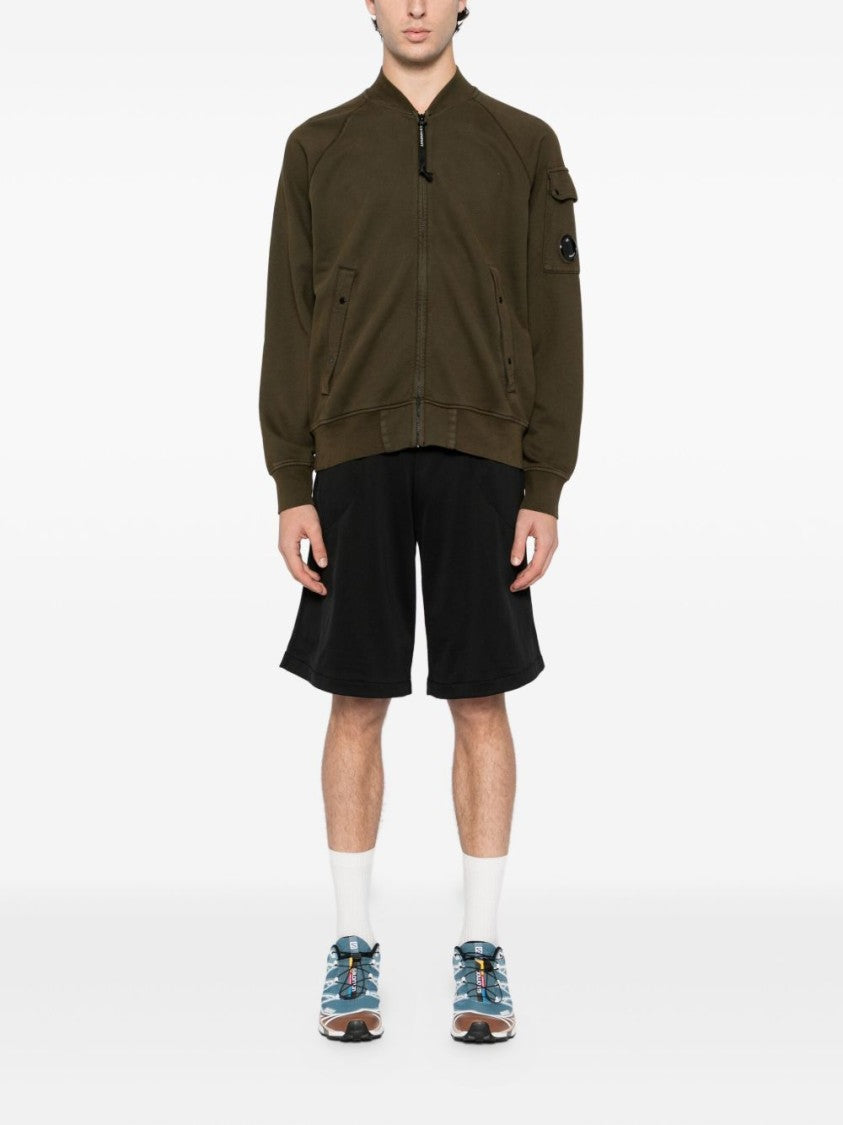 C.P. Company Military Green Zip-Up Sweatshirt With Lens Detail