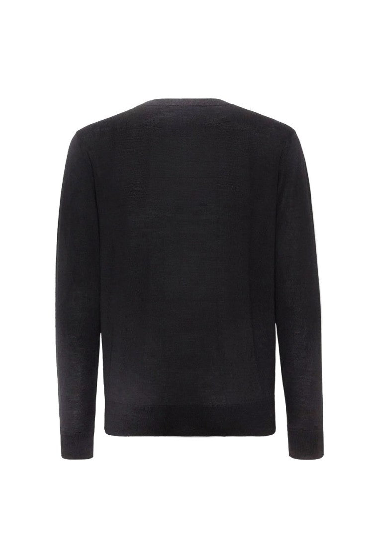 Dsquared2 Black Wool Tonal-Logo Crewneck Sweater