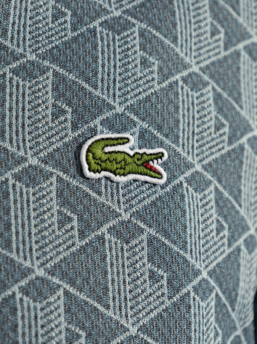 Lacoste Jacquard Blue Track Jacket With Monogram Pattern