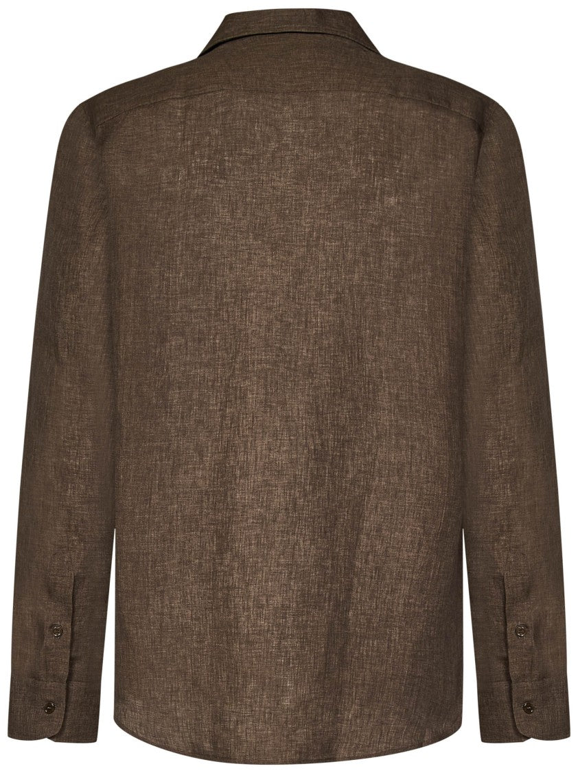 Brioni Capri Collar Long-Sleeved Linen Shirt