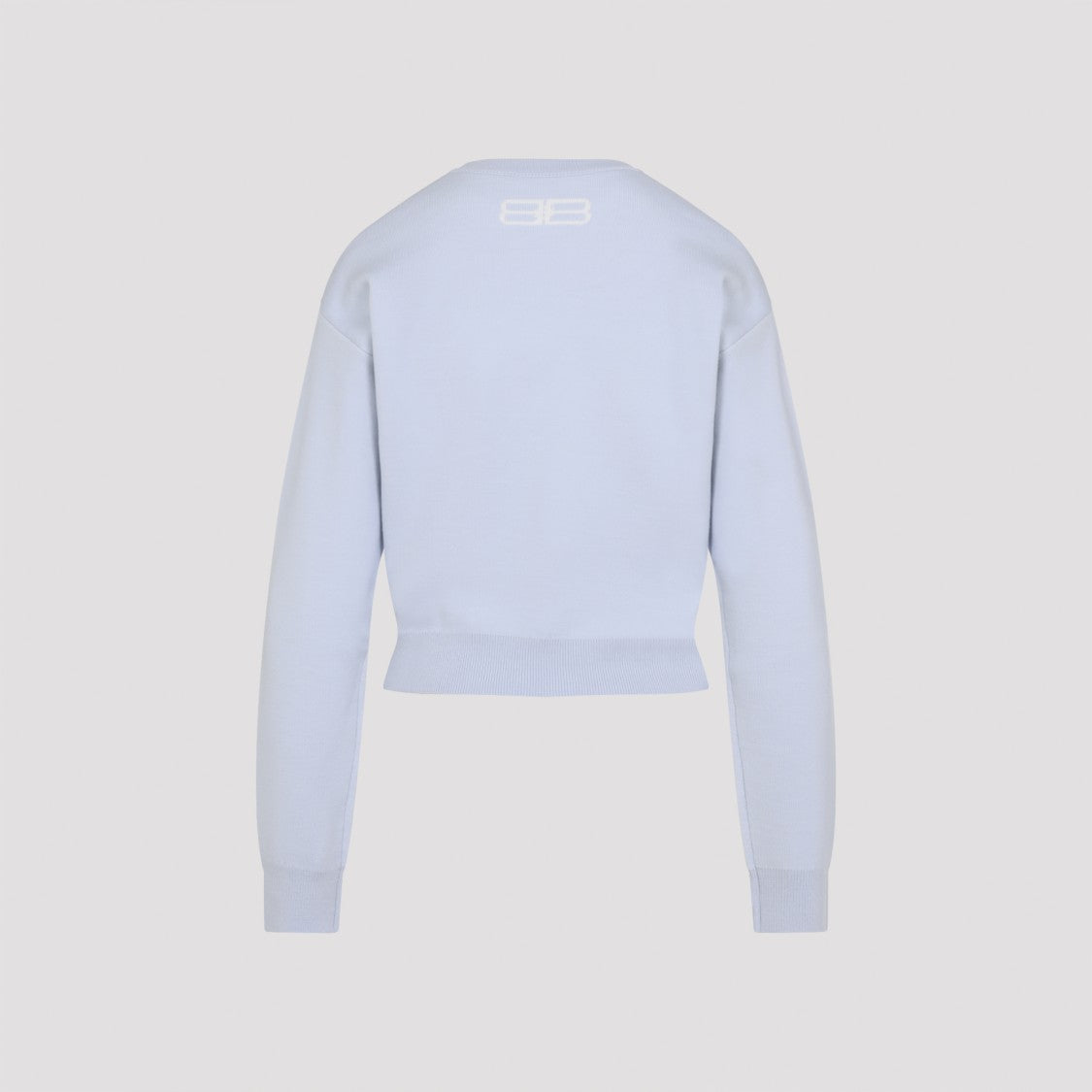 Balenciaga Light Blue Cropped Sweater With Minimalist Logo Design