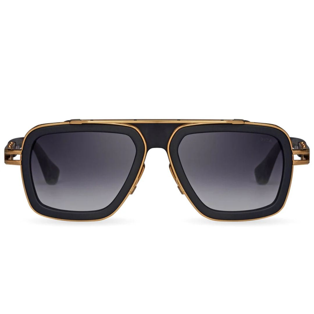 Dita Lxn-Evo Geometric Square Frame Sunglasses With Gold Accents