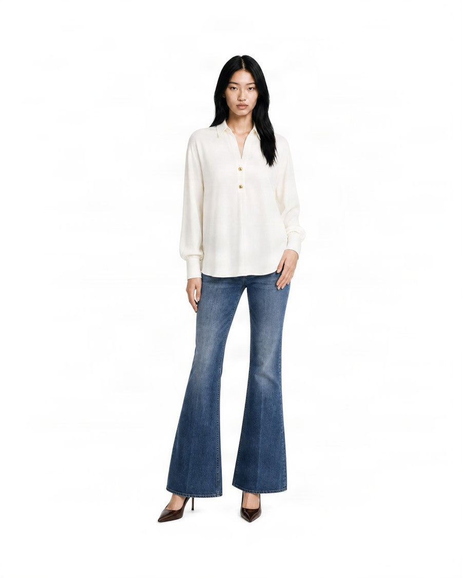 Max Mara Loose-Fit Silk Crêpe De Chine Polo Blouse