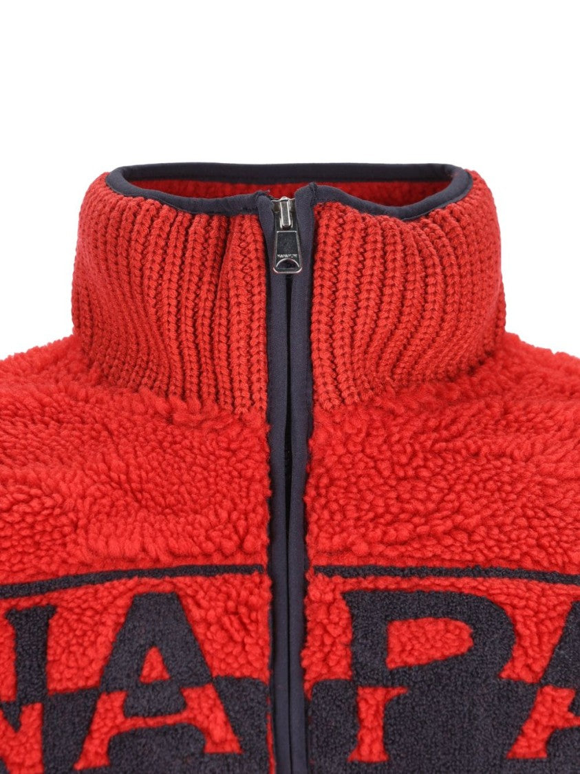 Napapijri Fleece Textured Logo Panel Half-Zip Sweater
