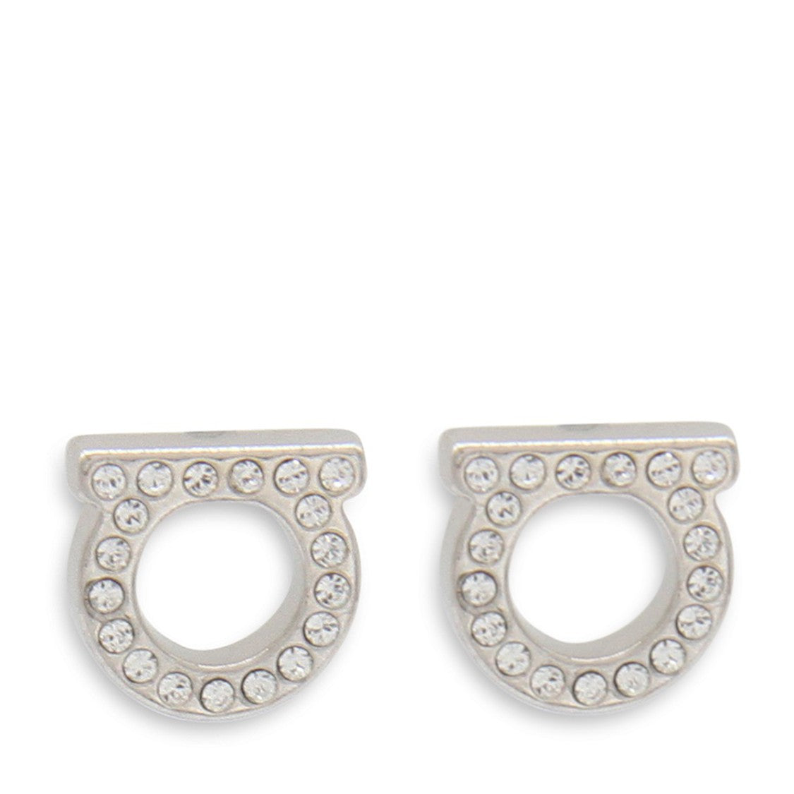 Ferragamo Silver Crystal-Embellished Horseshoe Earrings By Ferragamo