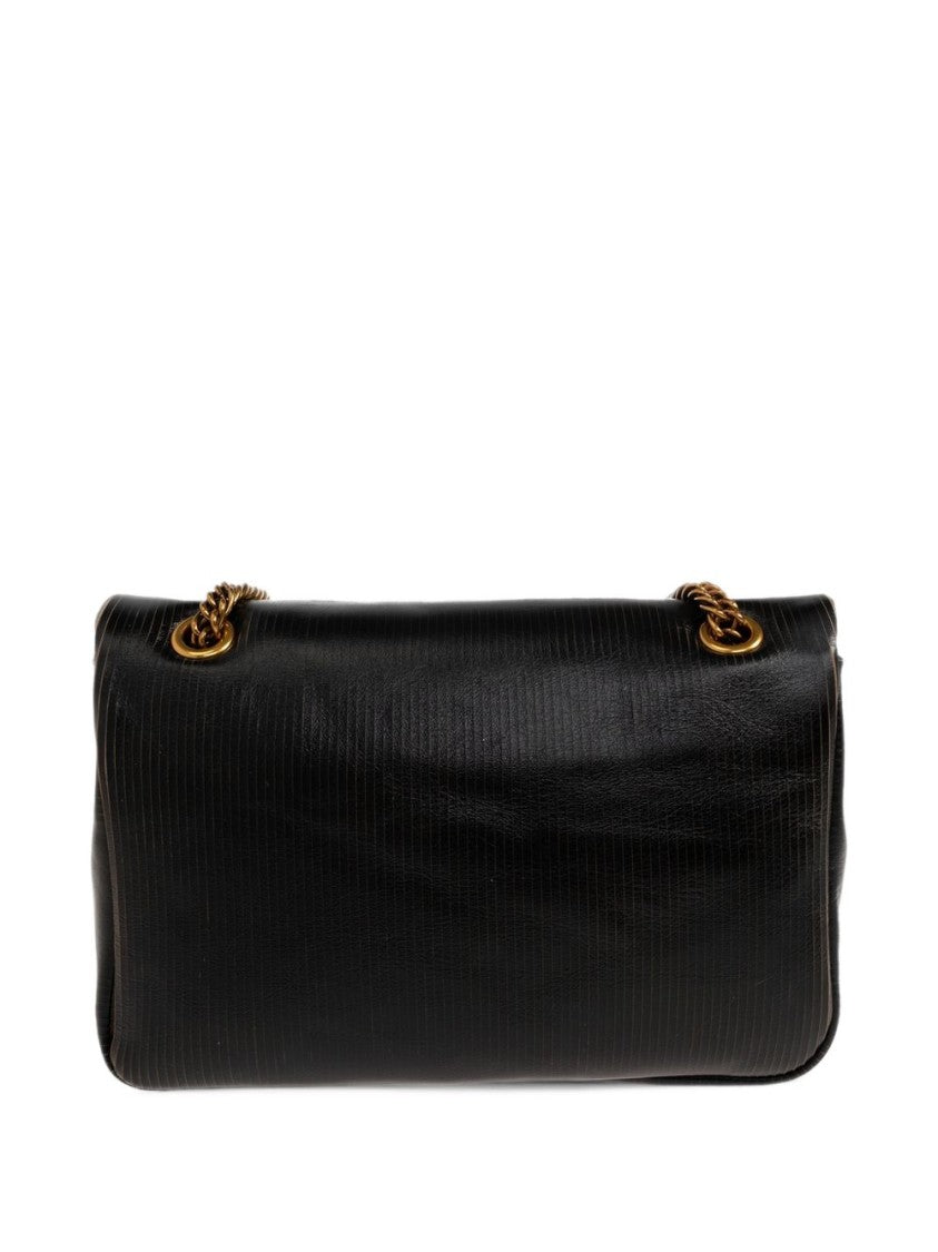 Vivienne Westwood Textured Black Handbag With Gold-Tone Emblem And Chain Strap