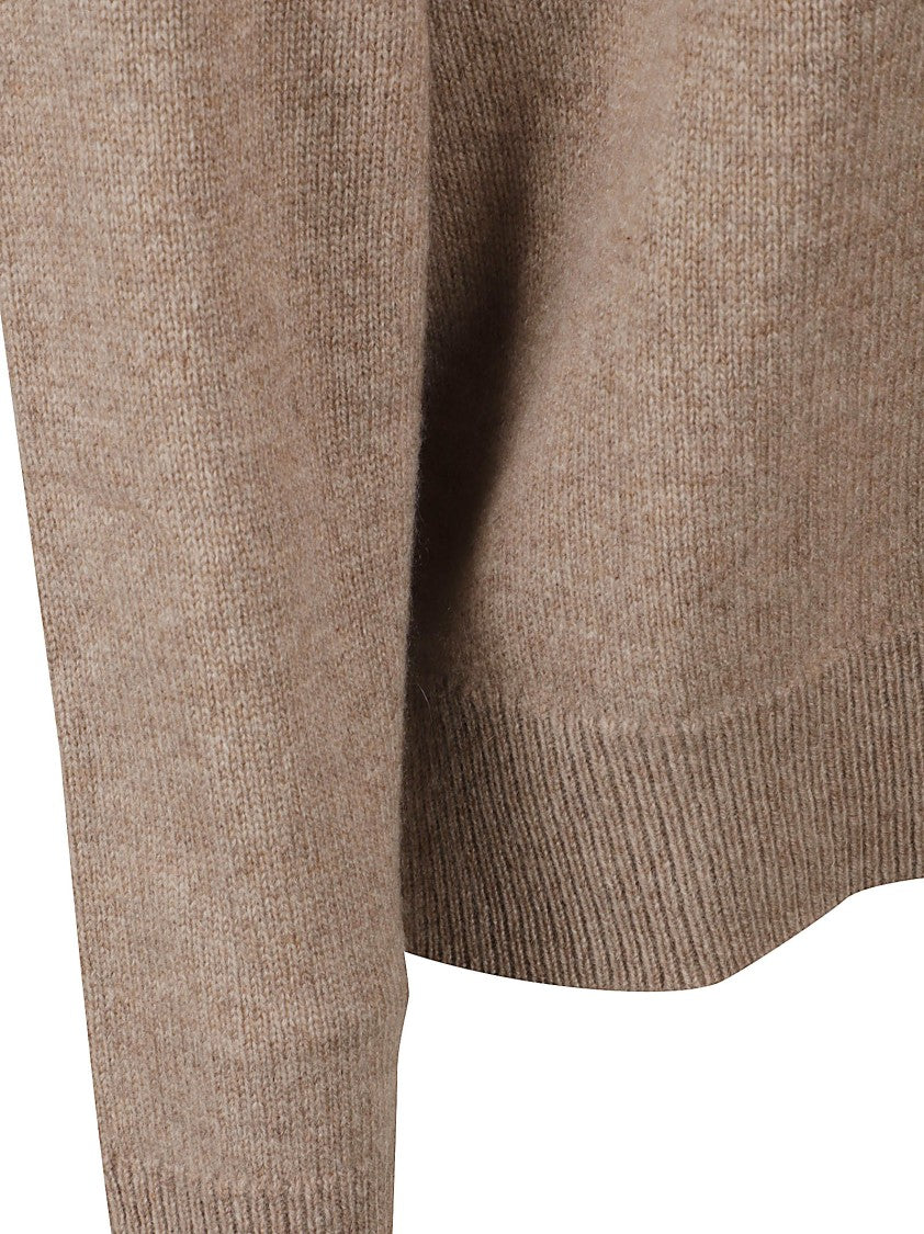 Max Mara Knitted V-Neck Sweater With Ribbed Detailing