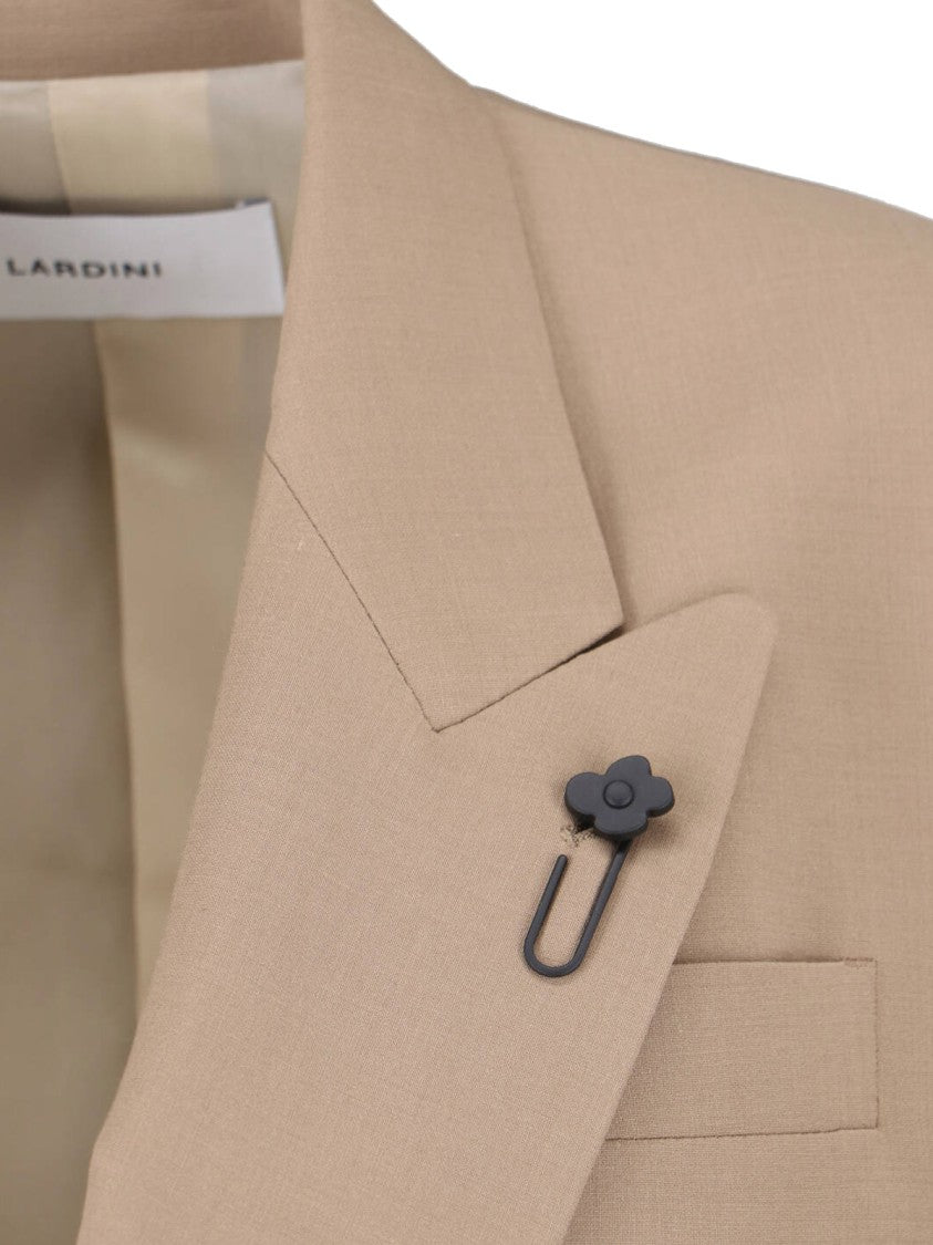 Lardini Beige Double-Breasted Wool Blend Blazer