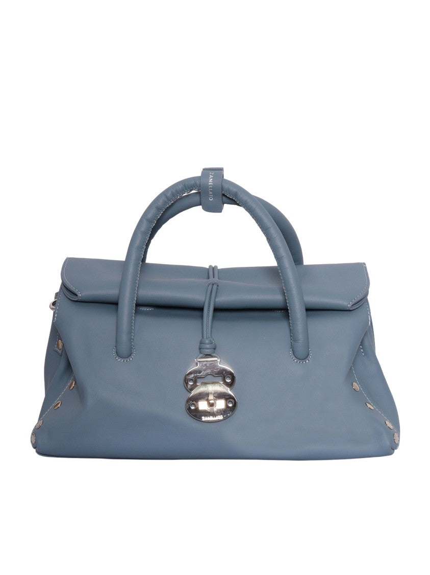 Zanellato Srl Blue Zelante Saeta Smooth Leather Handbag