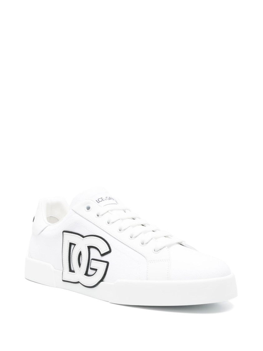 Dolce & Gabbana Lace-Up White Sneakers With Padded Ankle