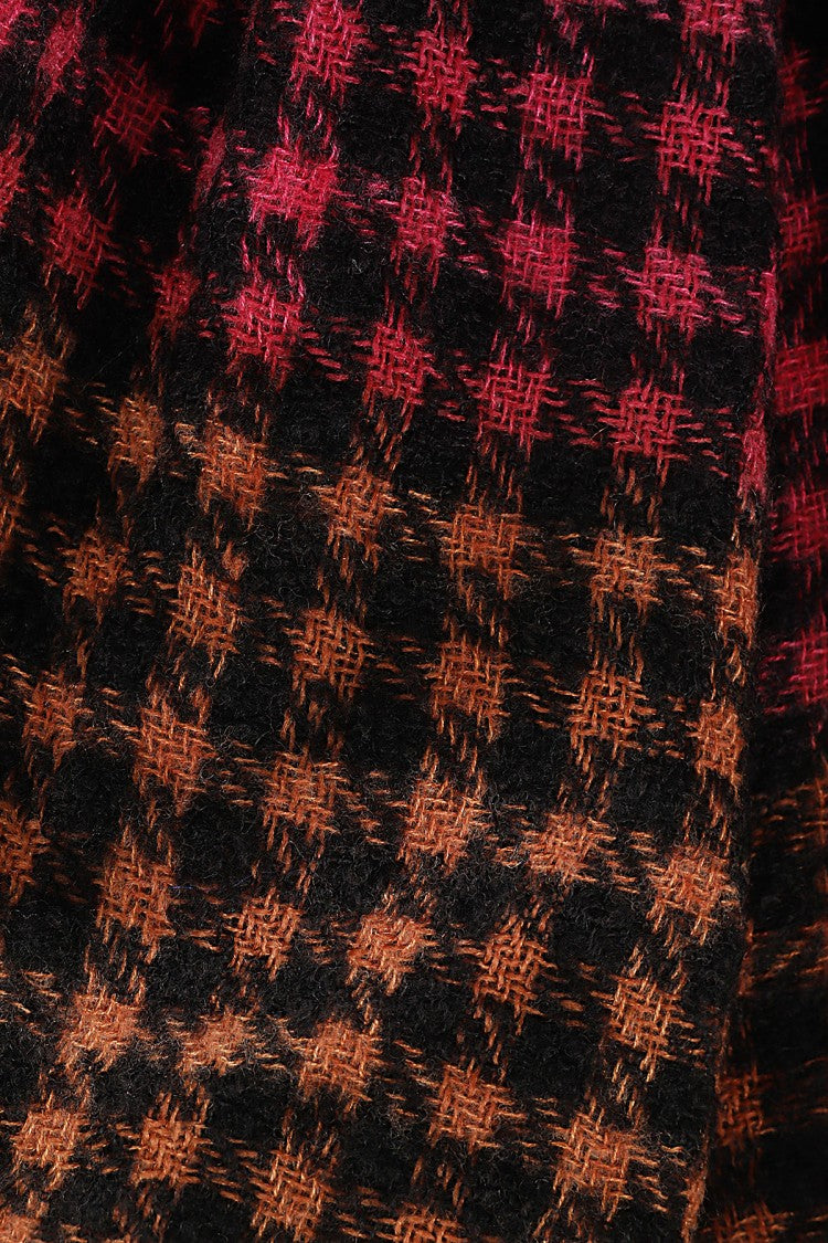 Faliero Sarti Multicolor Houndstooth Scarf With Frayed Hem