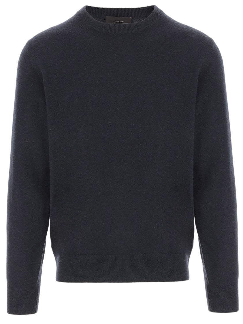 Vince Navy Crew Neck Ribbed Cashmere Sweater