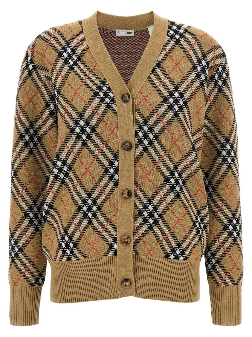Burberry Classic Beige Knit Sweater With Ribbed Cuffs