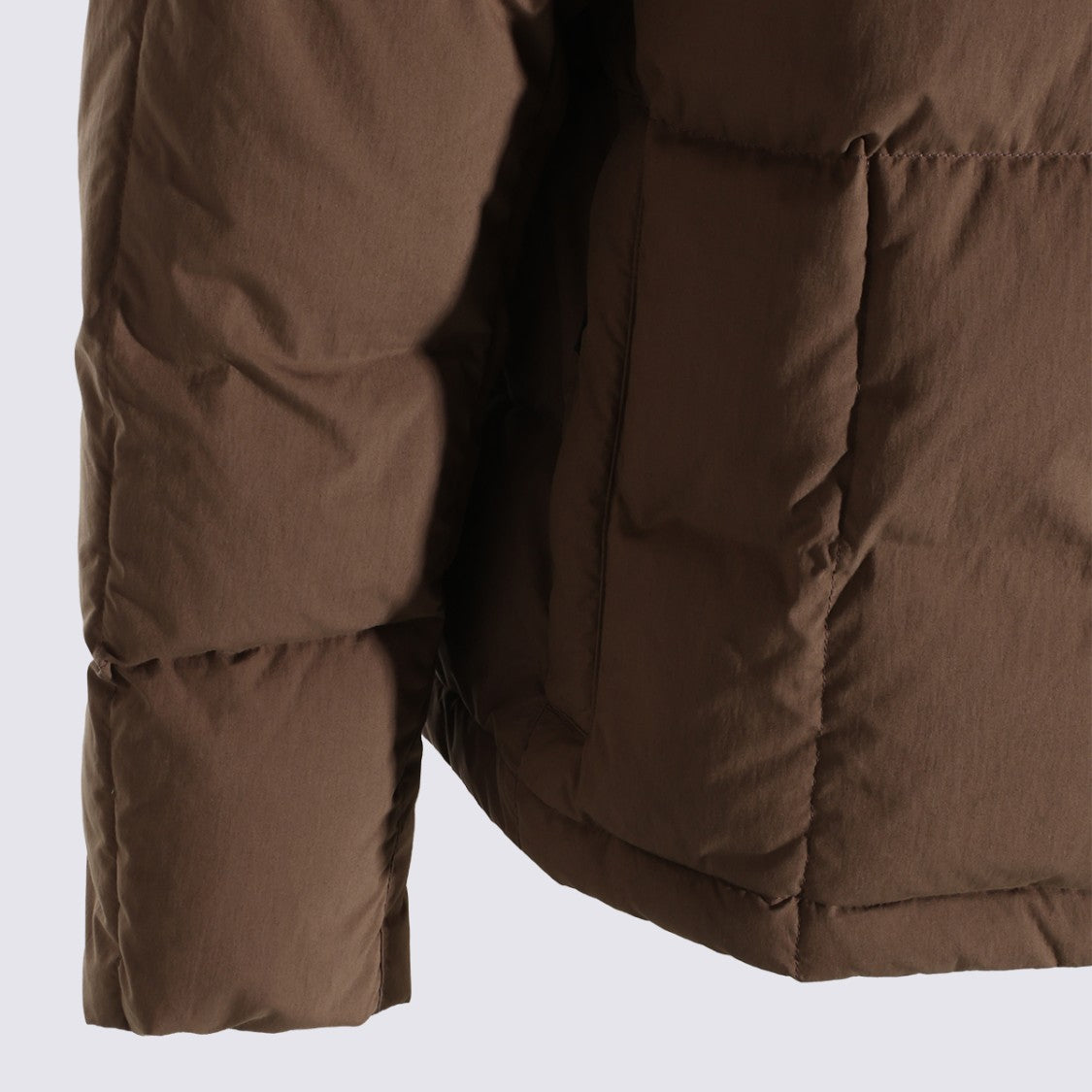 Stone Island Brown Quilted Padded High Collar Coat
