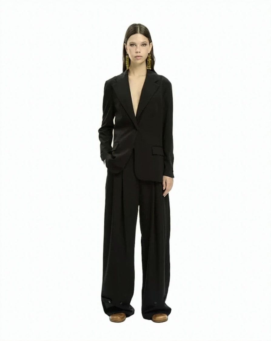 Mlo Structured Classic Lapel Button-Front Tailored Jacket