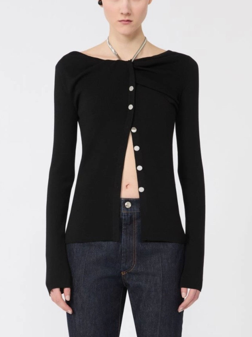 Sportmax Black Boat Neckline Knitted Cardigan