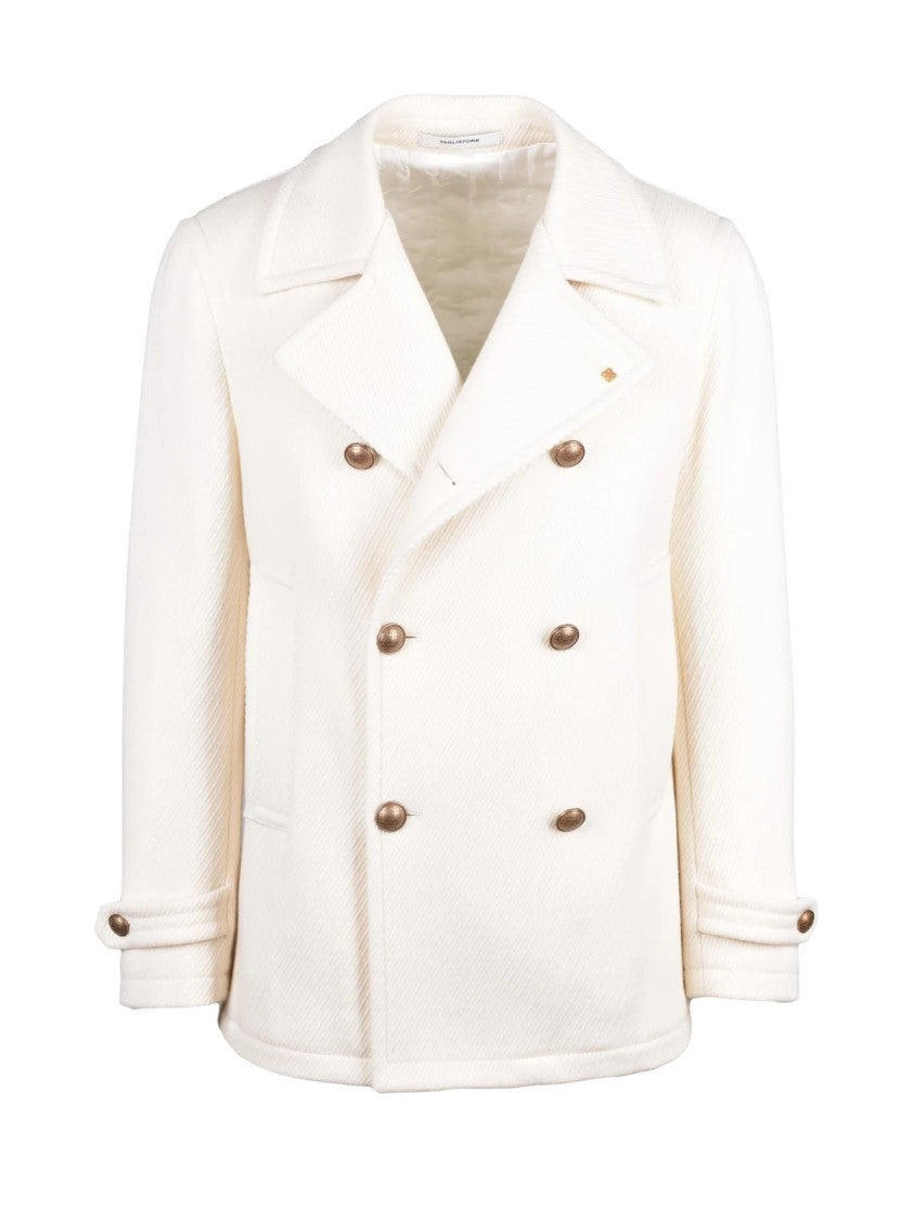Tagliatore White Virgin Wool Double-Breasted Coat