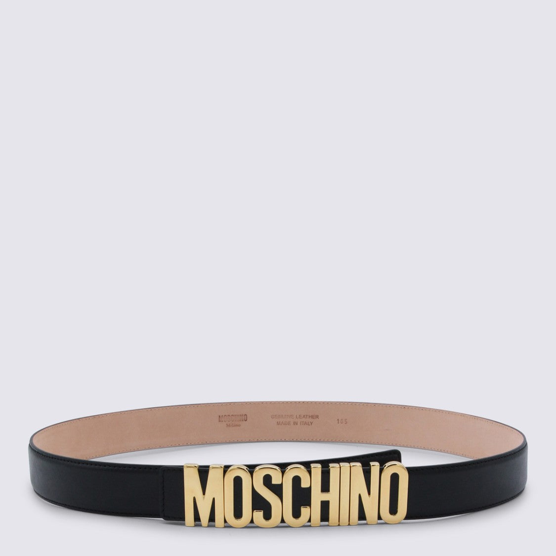 Moschino Leather Belt With Gold Logo Buckle