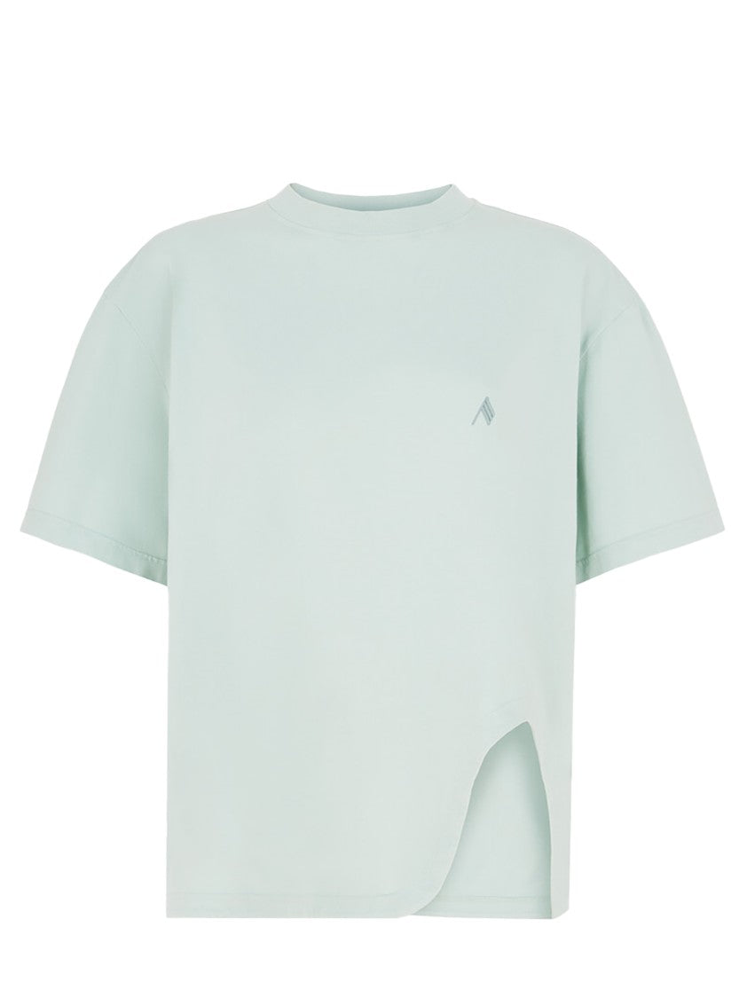 The Attico Oversized Mint Cotton Jersey T-Shirt With Shaped Slit