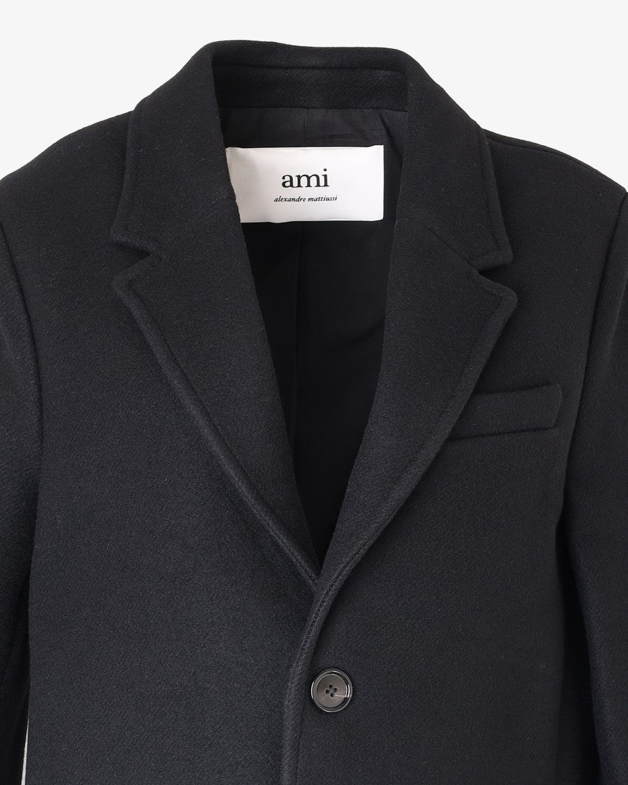 Ami Virgin Wool Coat With Notched Lapel