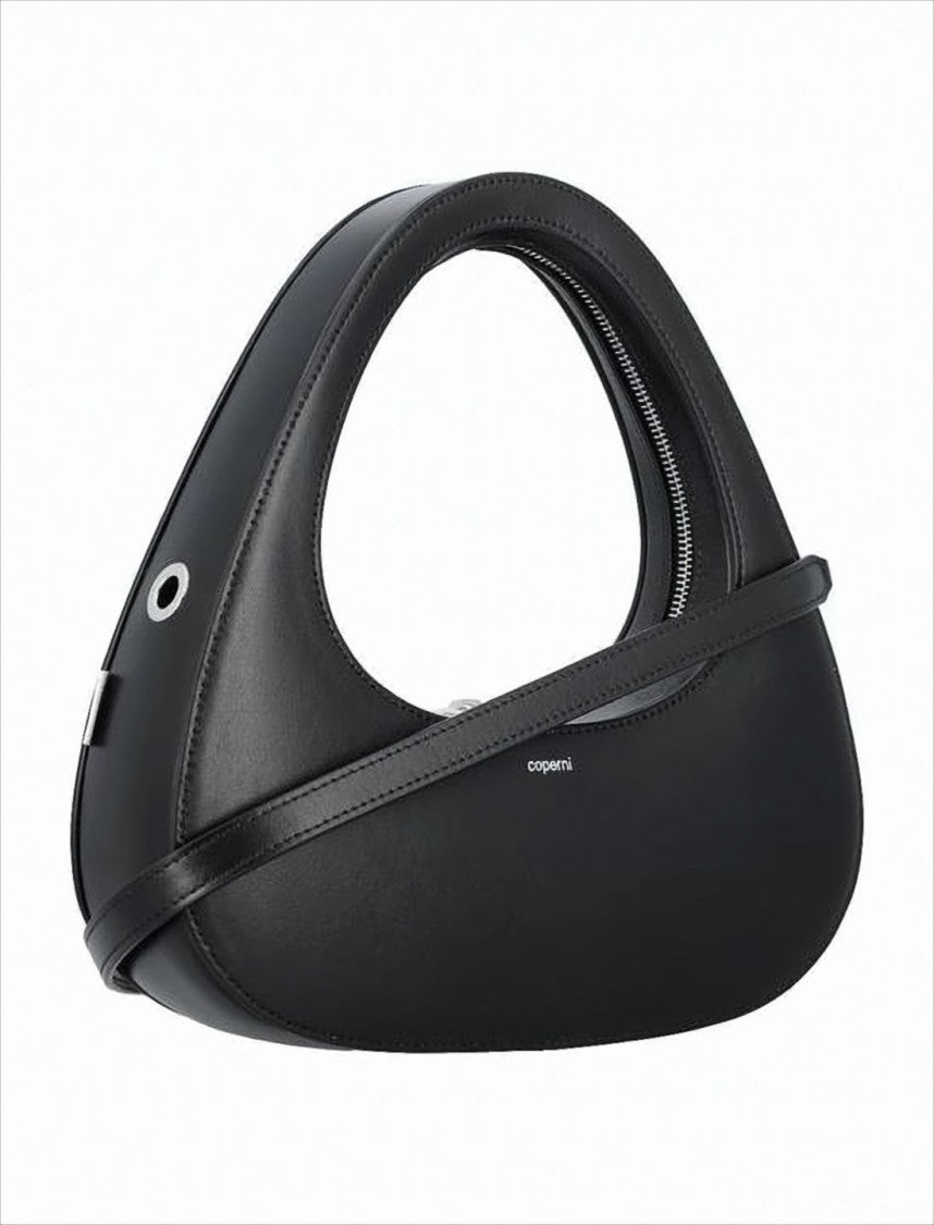 Coperni Crescent-Shaped Black Calf Leather Tote Bag