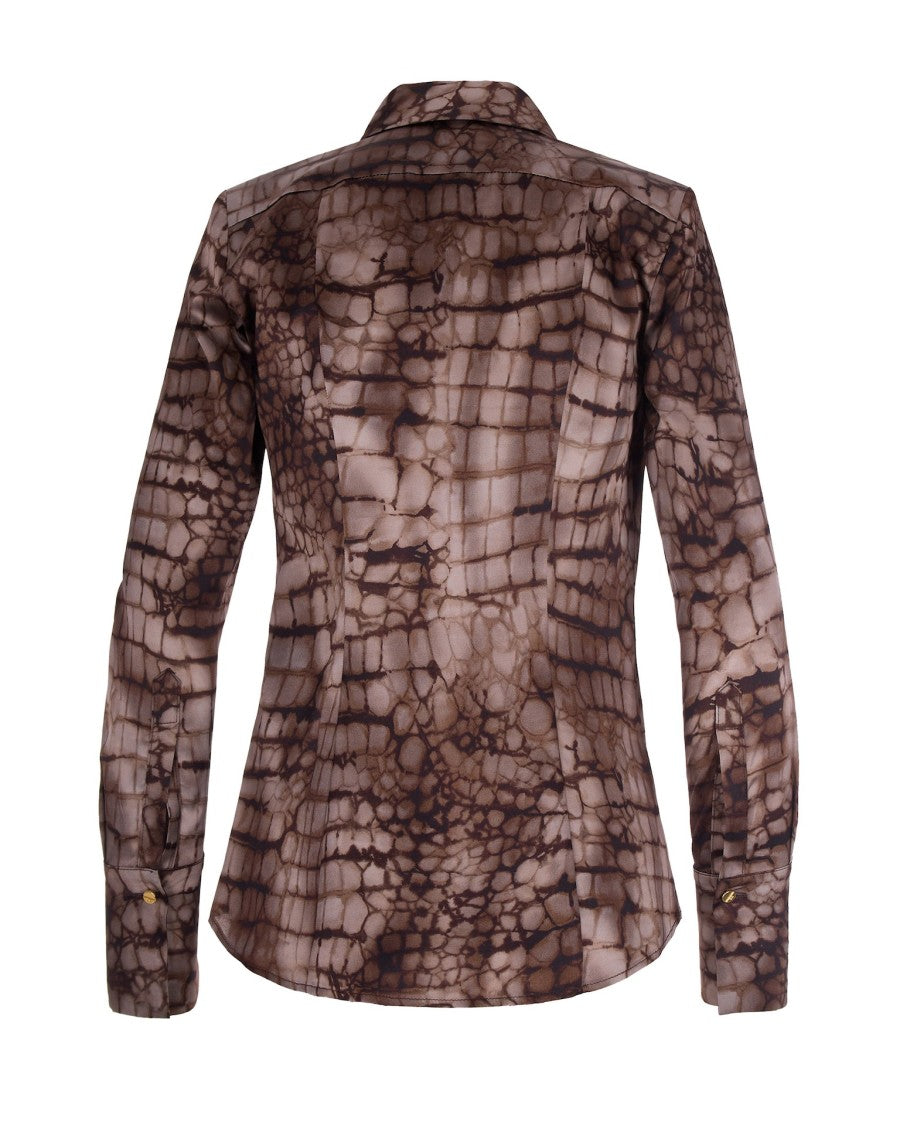 Elisabetta Franchi Tailored Long-Sleeved Shirt With Textured Pattern