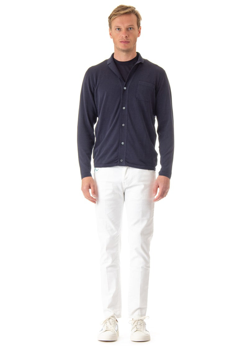 Drumohr Bowling Collar Cotton Cardigan
