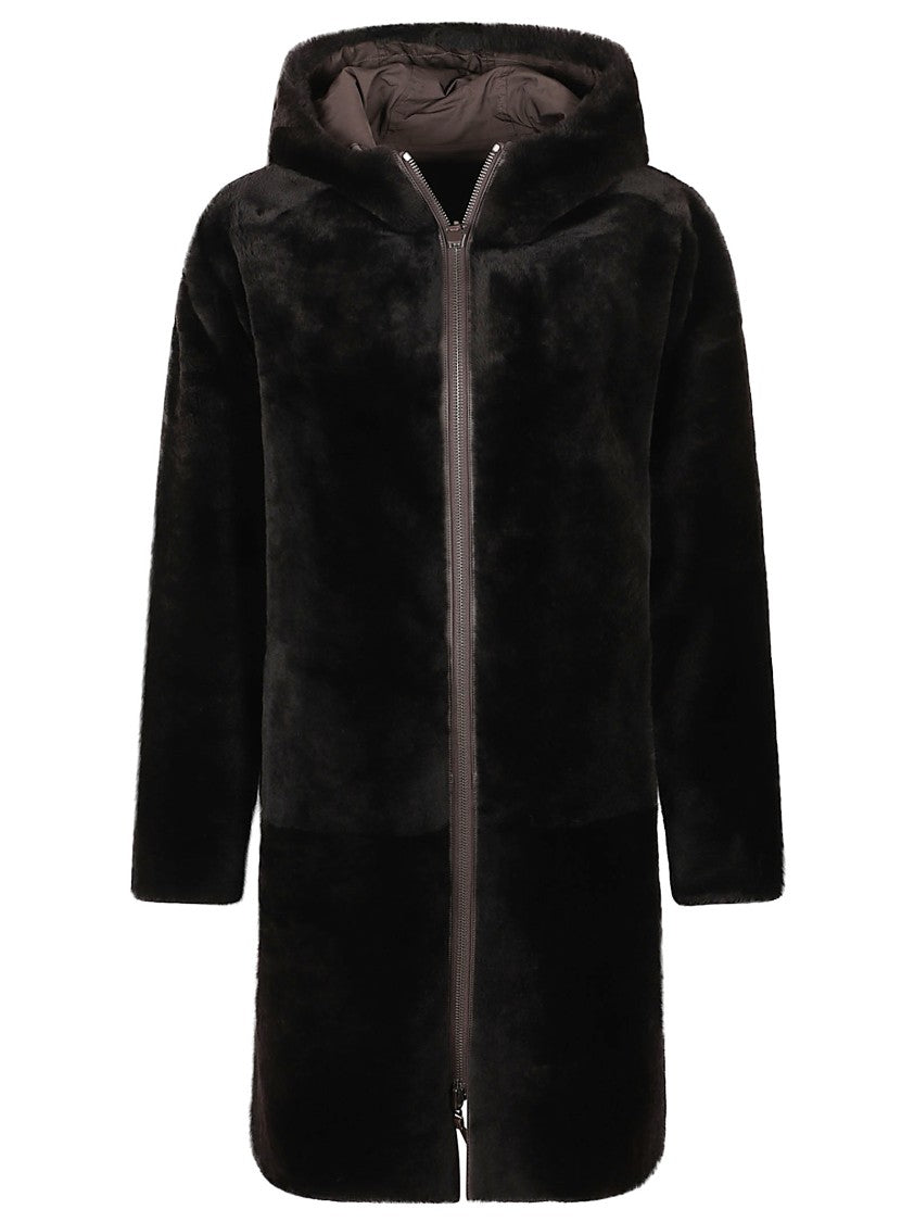 Yves Salomon Reversible Matte Brown Coat With Plush Shearling Interior