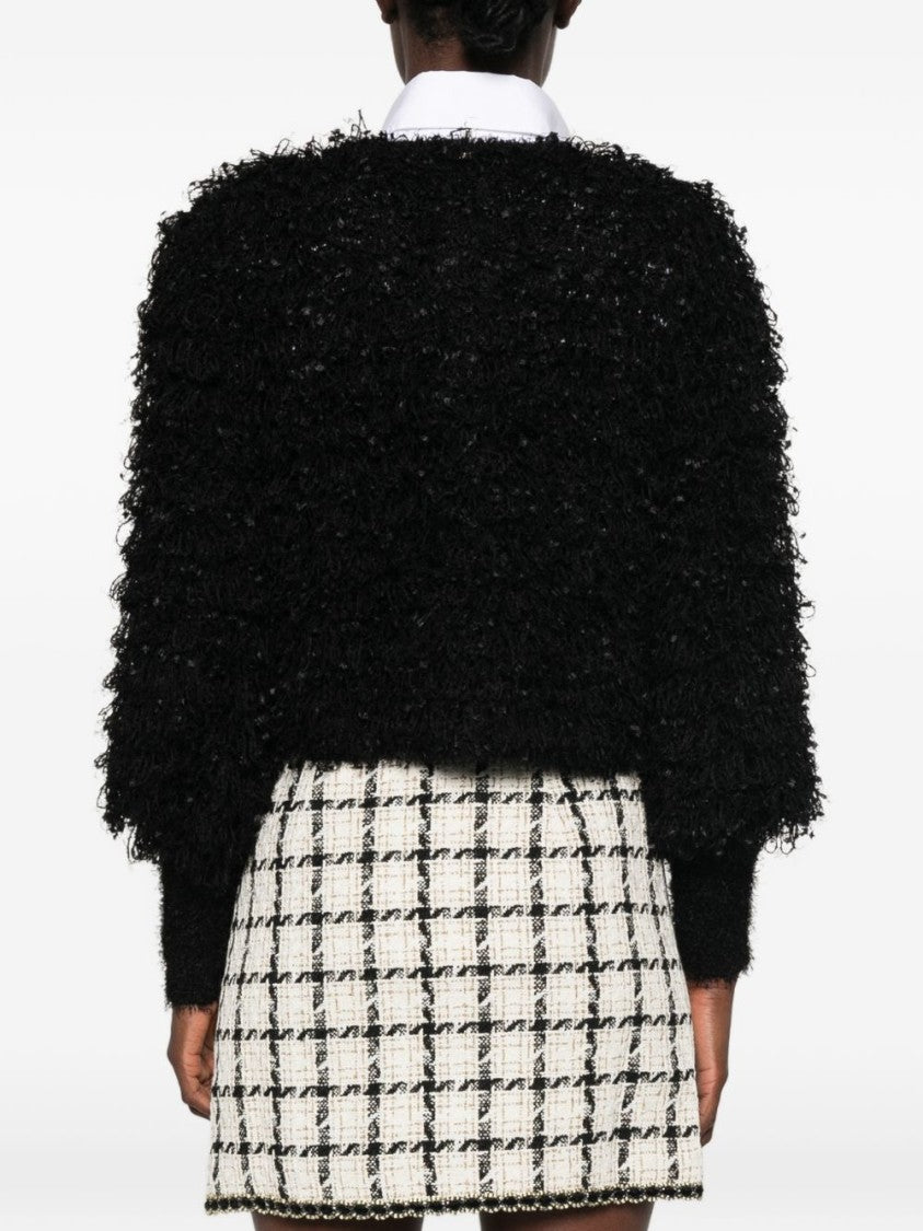 Twin-Set Cropped Textured Gold-Tone Button Accents Cardigan