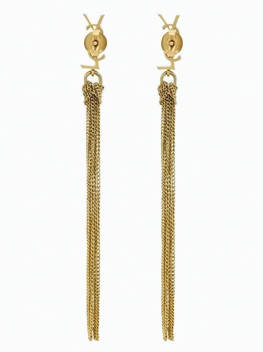 Saint Laurent Gold Metal Cassandra Interlocking Logo Earrings