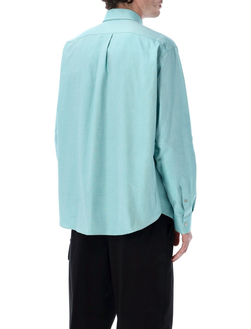 Fendi Comfort Fit Turquoise Cotton Oxford Shirt