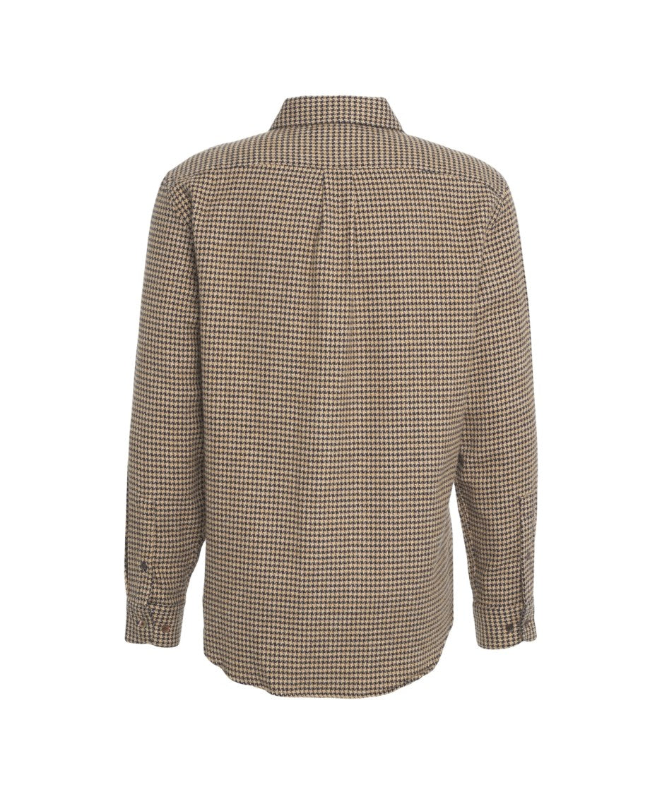 Portuguese Flannel Beige Checkered Flannel Shirt With Traditional Collar