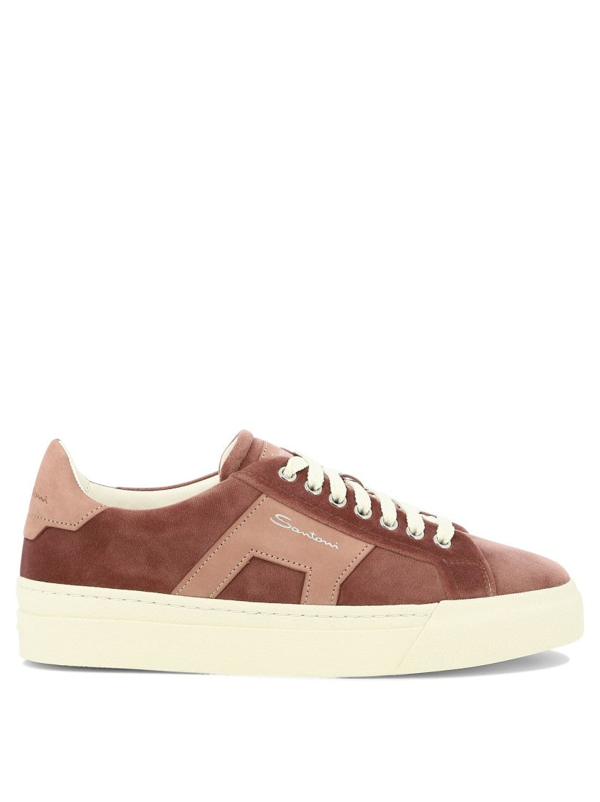 Santoni Suede Logo Print Sneakers