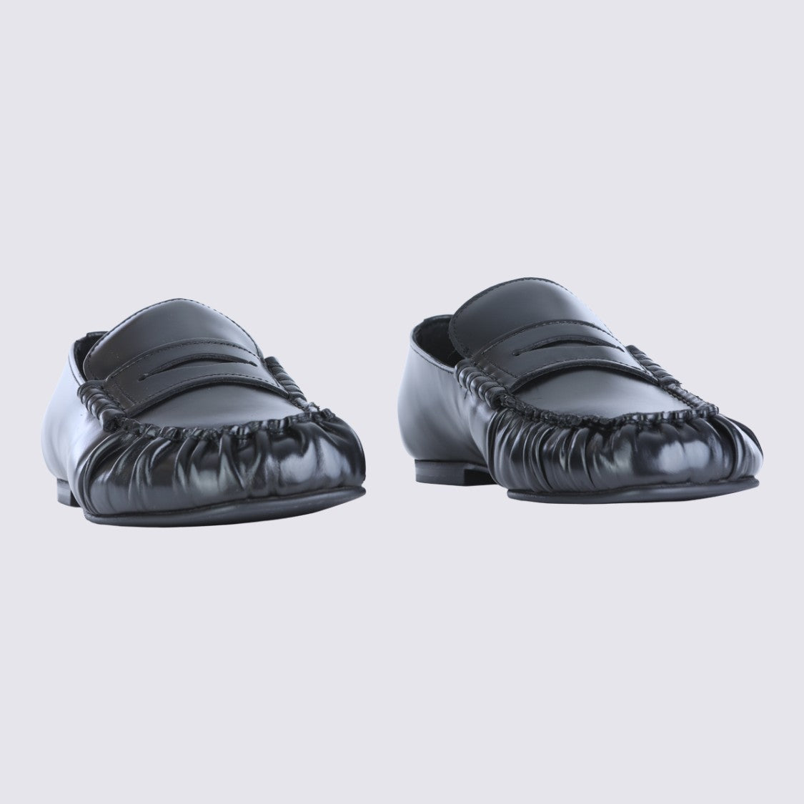 Alohas Glossy Mule Flats With Moccasin Design