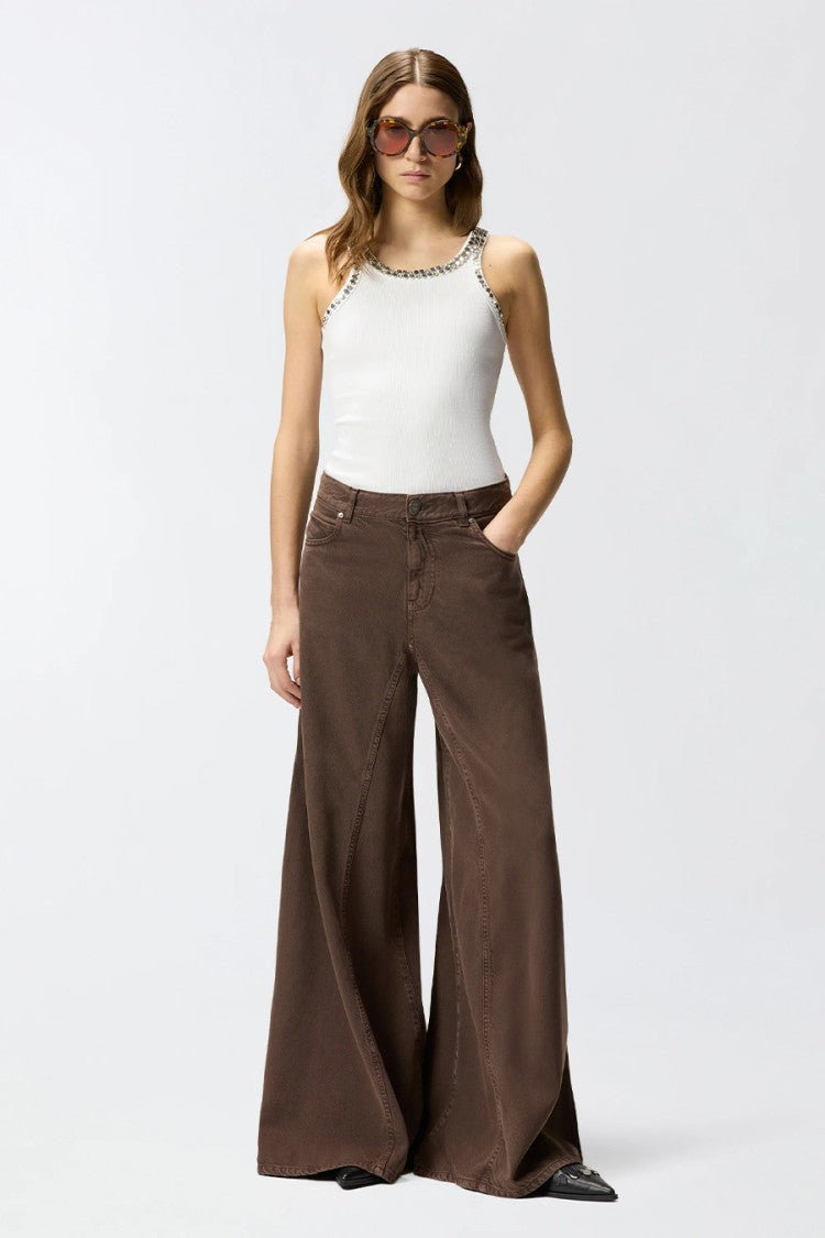 Pinko Brown Winona Wide-Leg Lyocell-Blend Jeans