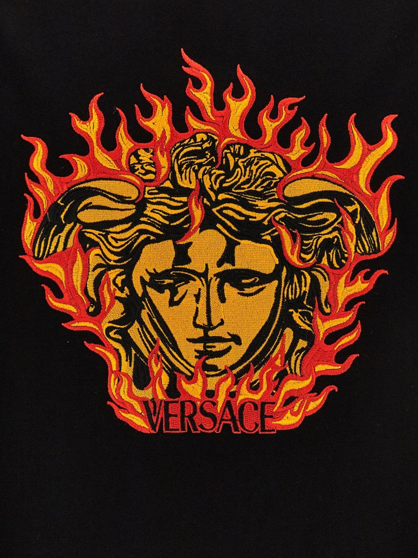 Versace Graphic Embroidered Black T-Shirt